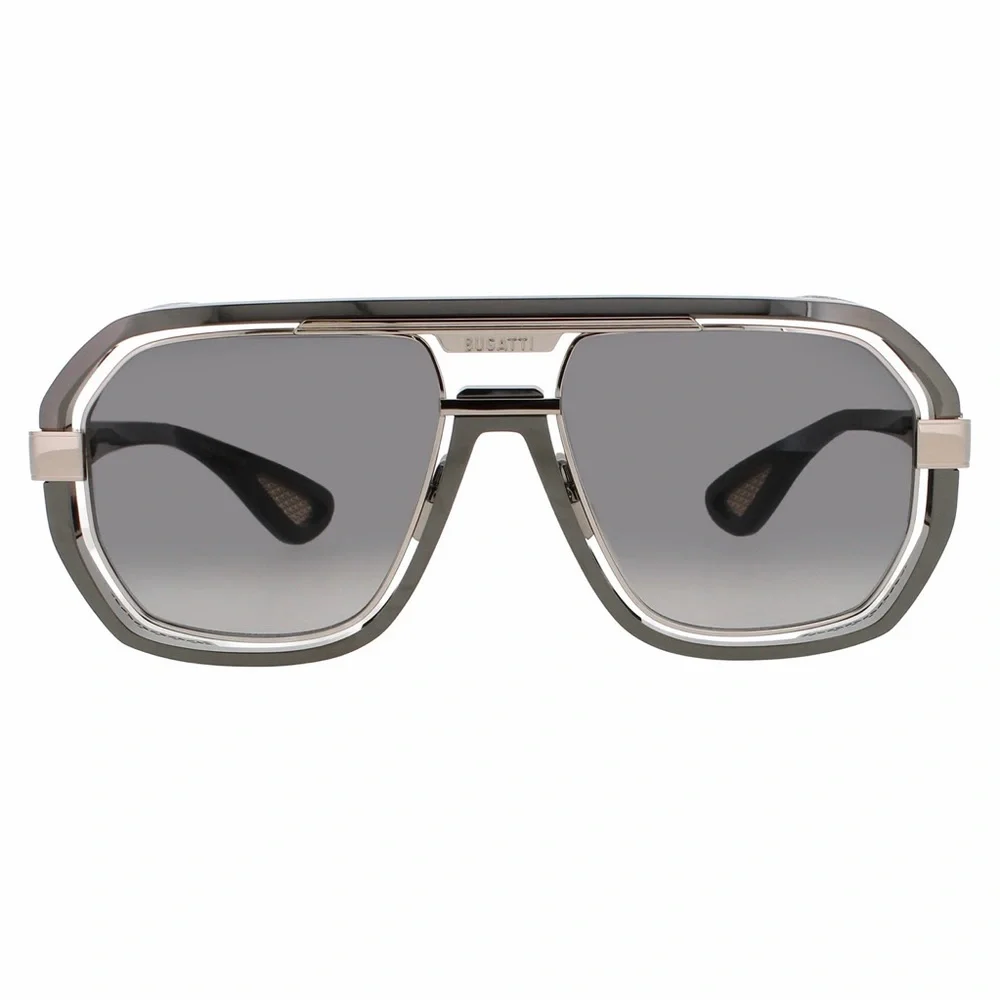 New! BUGATTI 08-GM/WG Stylish Gunmetal White Gold Sunglasses, Authentic